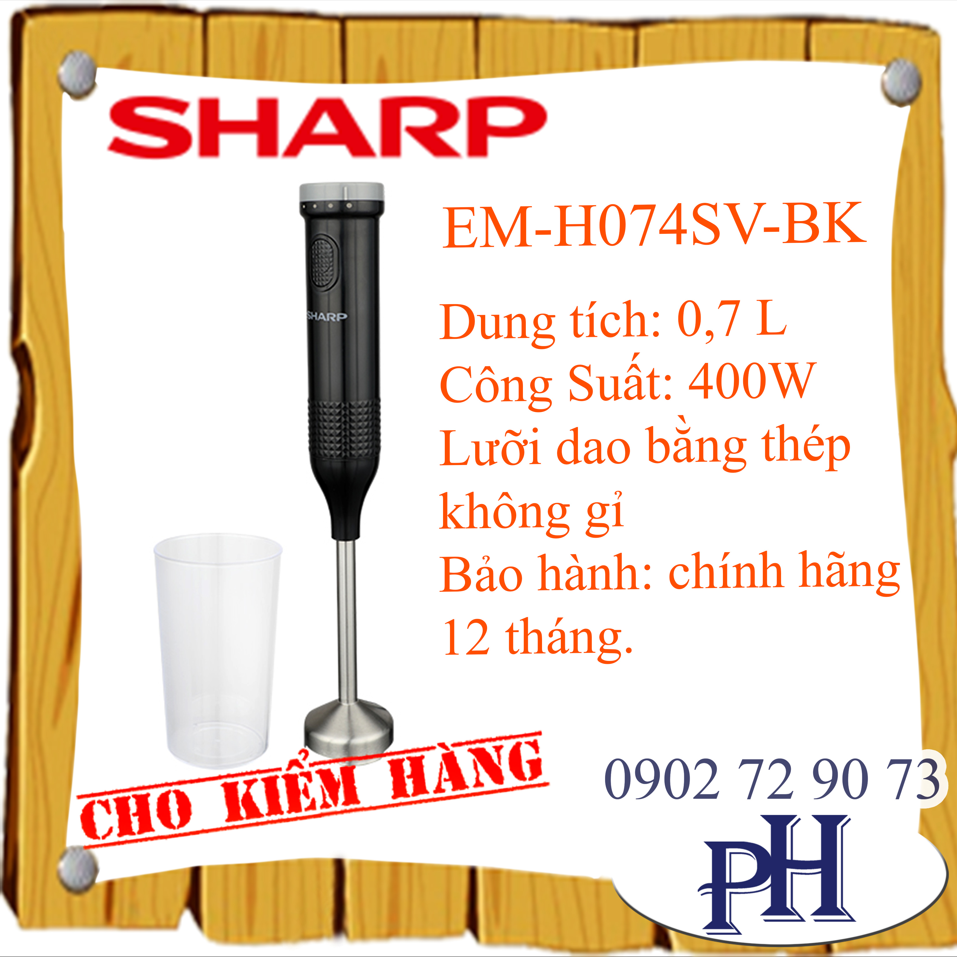 Máy xay cầm tay sharp em-h074sv-bk