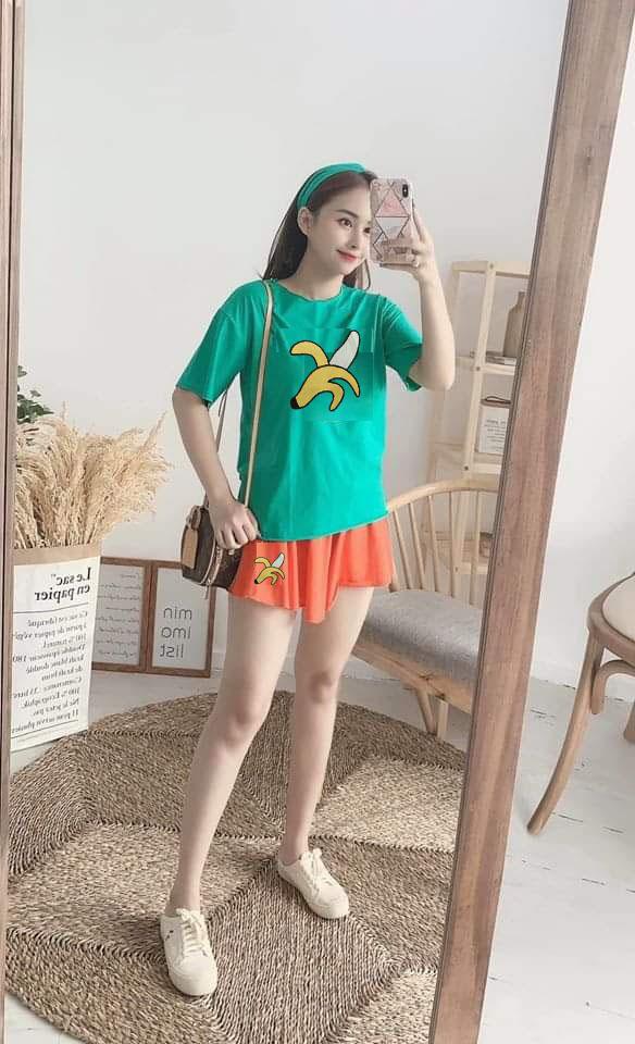 Set bộ hời trang đùi phối họa tiết cực xinh