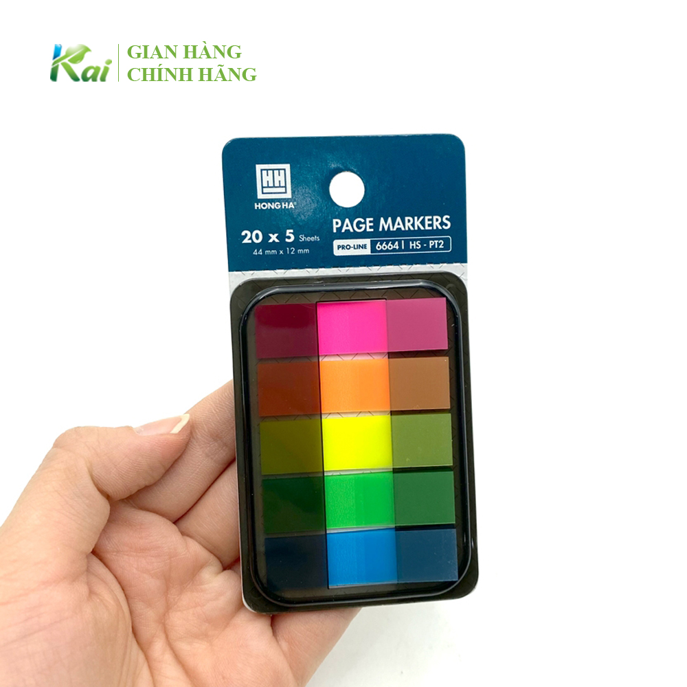 100 miếng giấy phân trang 5 màu hồng hà hs-pt2 6664, giá tốt, giao hàng nhanh, hàng chính hãng
