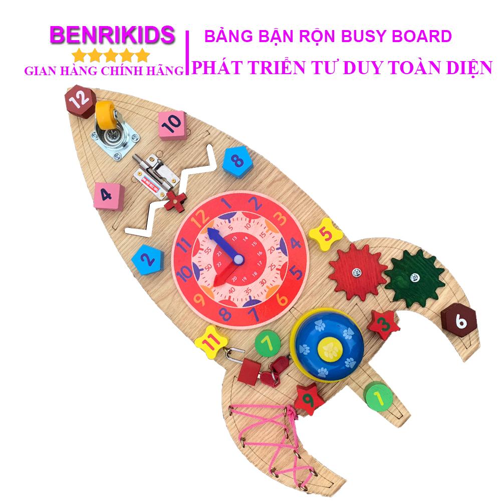 Đồ Chơi Gỗ Benrikids Bảng Bận Rộn Busy Board Tàu Vũ Trụ Cho Bé Từ 1 Tuổi Trở Lên Phát Triển Kỹ Năng Toàn Diện, Đồ Chơi Trẻ Em