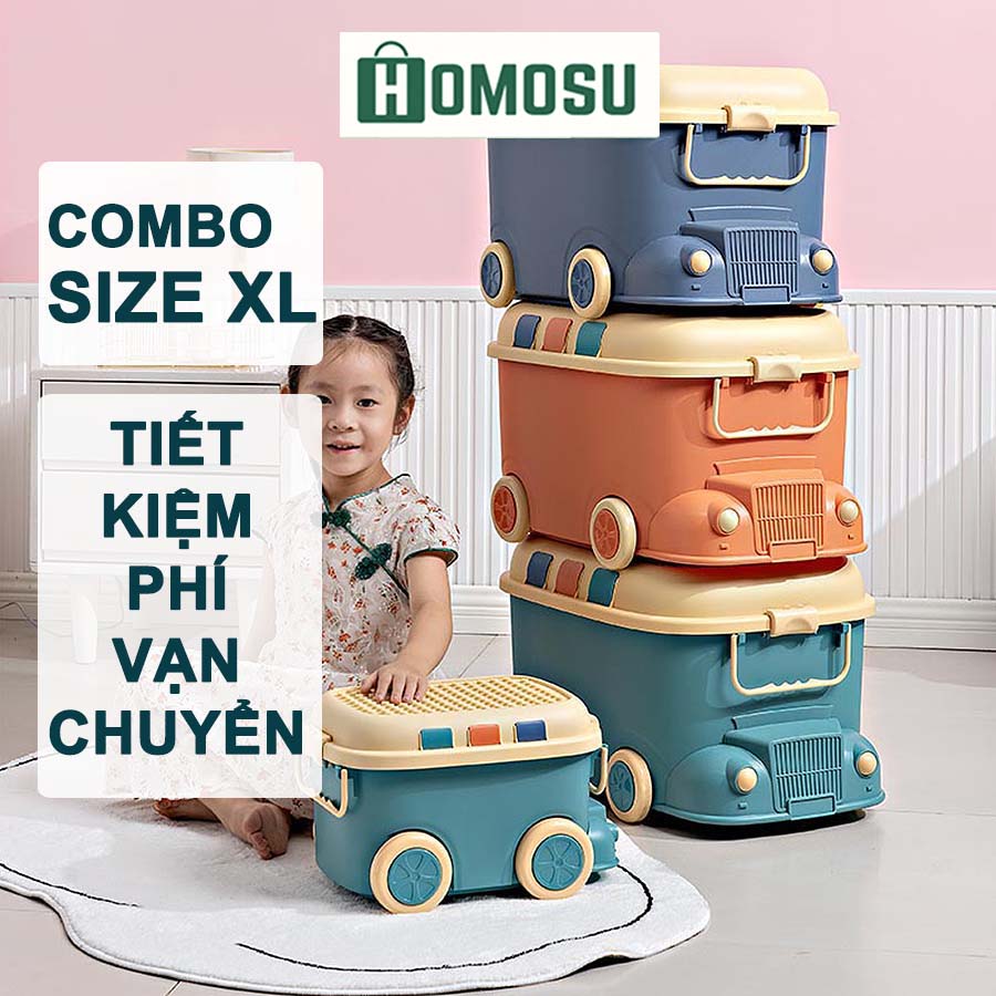 Thùng đựng đồ chơi cho bé có bánh xe, combo size xl thùng nhựa đựng đồ chơi hình ô tô siêu lớn, siêu tiết kiệm q013zzz