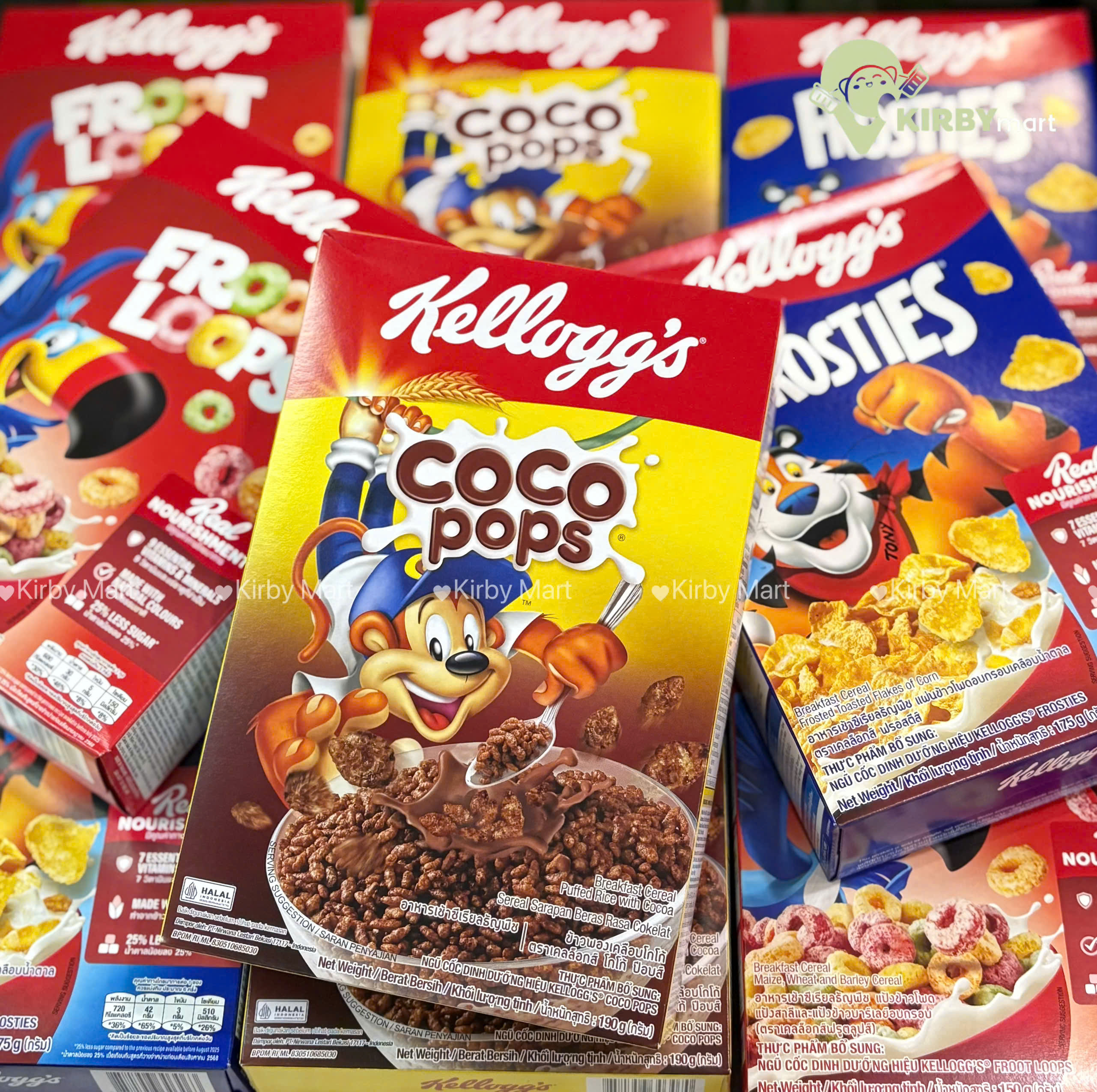 Ngũ Cốc Ăn Sáng Kellogg’s Coco Pops / Frosties / Froot Loops – Ngũ Cốc Giòn Dùng Kèm Sữa, Nhiều Vị