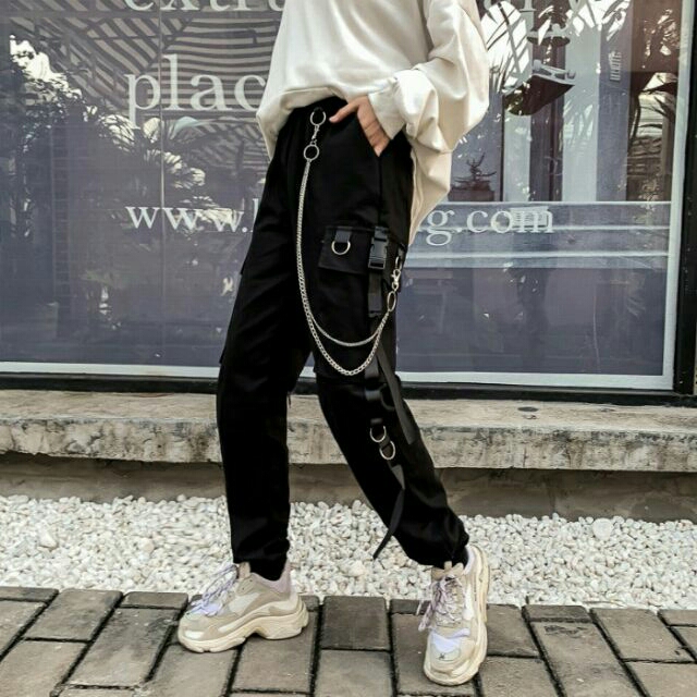Quần Phối Kiểu Dáng Jogger Ống Suông Trẻ Trung Cá Tính/ Quần Jogger Nam Nữ Dáng Rộng Unisex Siêu Hàn Quốc