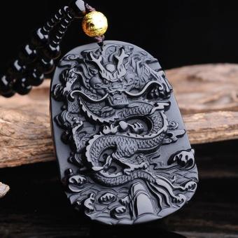 Dây Chuyền Phong Thuỷ - Rồng Bay ( Mặt Đá - Tặng kèm dây đá ) mầu đen