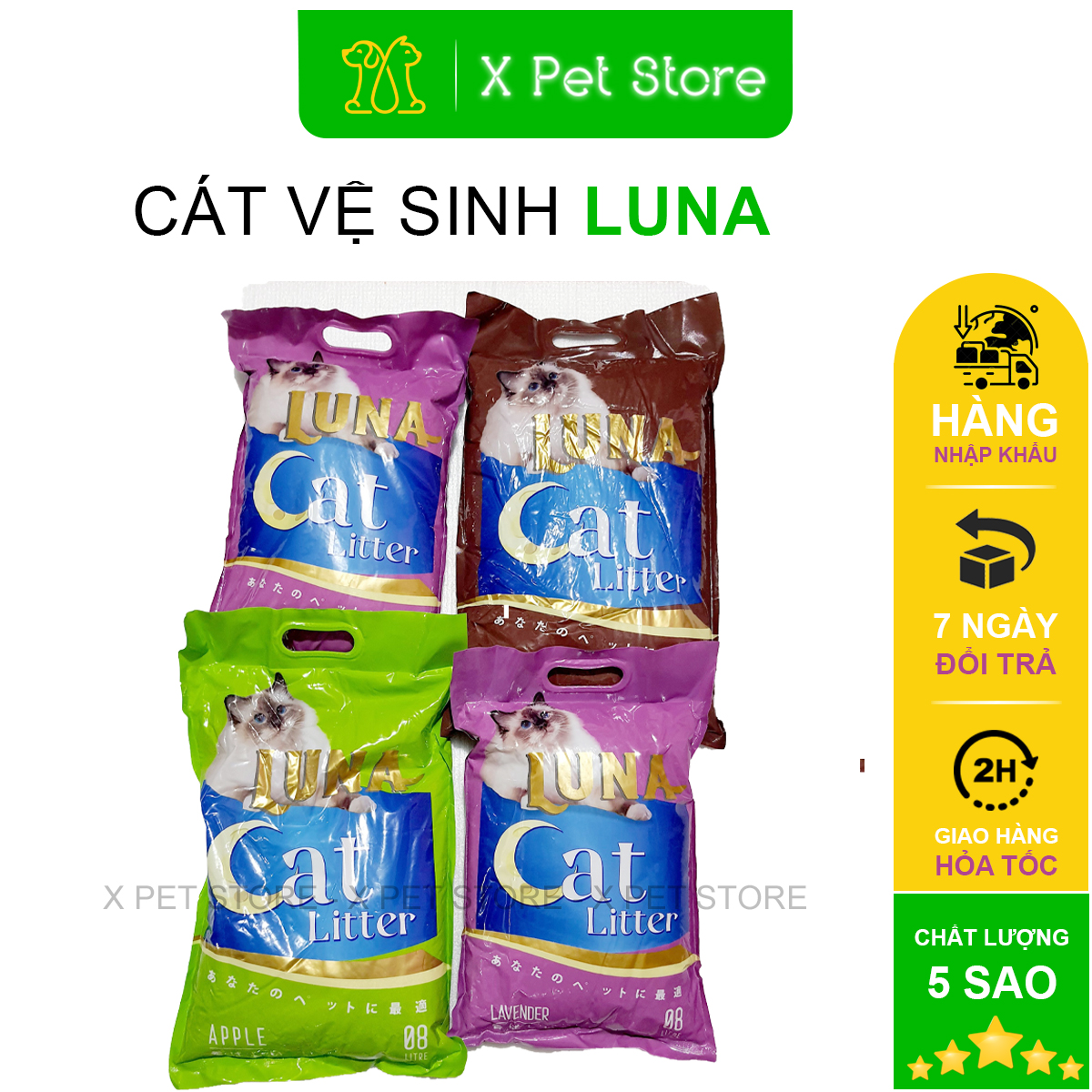 Cát vệ sinh cho mèo, cát luna litter, túi 8l