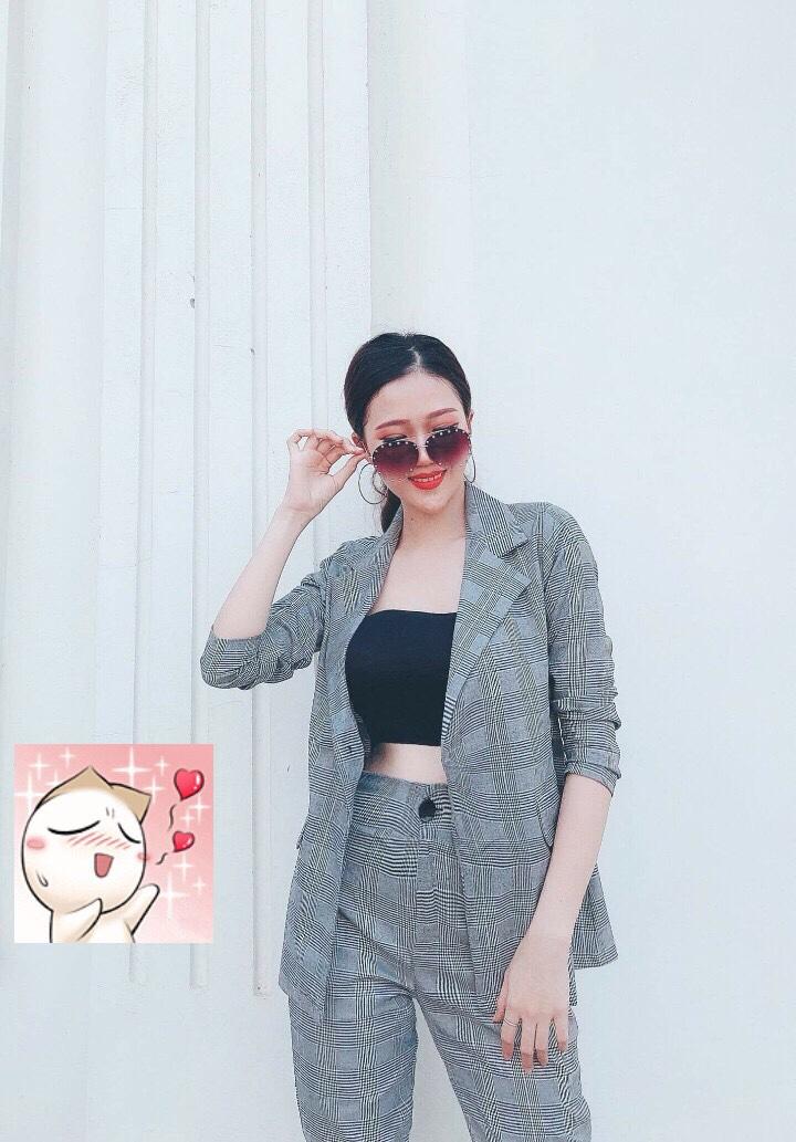 Sét bộ vest sọc caro Nữ cao cấp