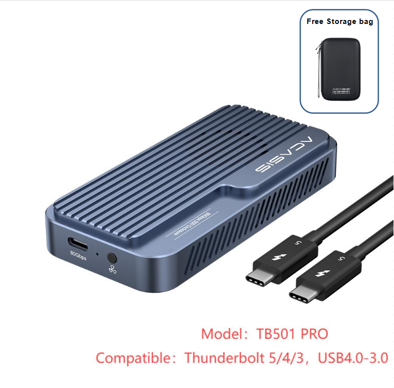 💻【ACASIS TB501Pro VỎ SSD M.2 NVMe 80Gbps THUNDERBOLT 5 - Tốc Đọc Ghi 6000MB s Hỗ Trợ SSD ĐẾN 8TB Tương Thích Thunderbolt 5 4 3 & USB4 Quạt Tản Nhiệt Điều Chỉnh + Vỏ Hợp Kim Nhôm - Cắm & Chạy Không Cần Dụng Cụ