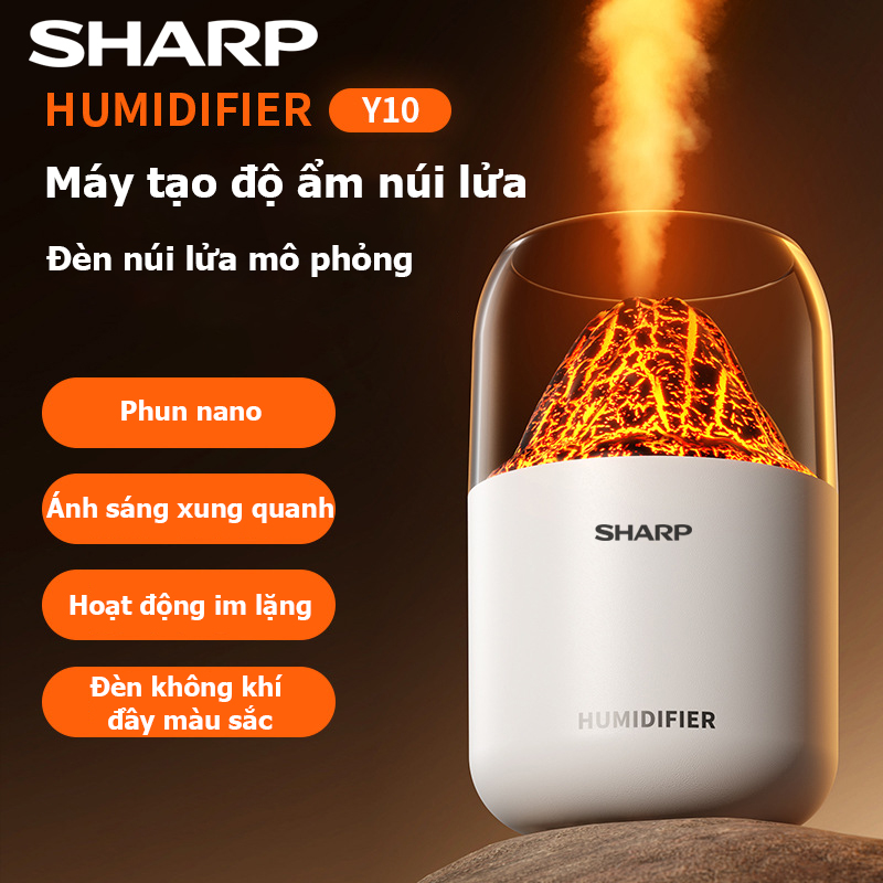 Sharp Máy phun sương mini,Máy tạo độ ẩm không khí, Đèn không khí đầy màu sắc,Máy phun sương mini 300ml tạo độ ẩm phòng,Điều chỉnh hai chế độ，Máy tạo độ ẩm núi lửa