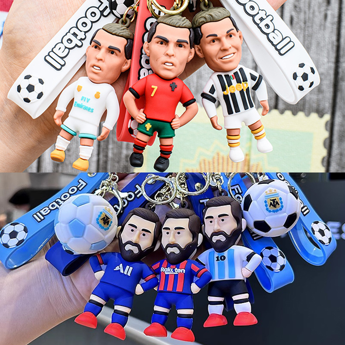 Móc khóa Silicone cầu thủ Messi Ronaldo
