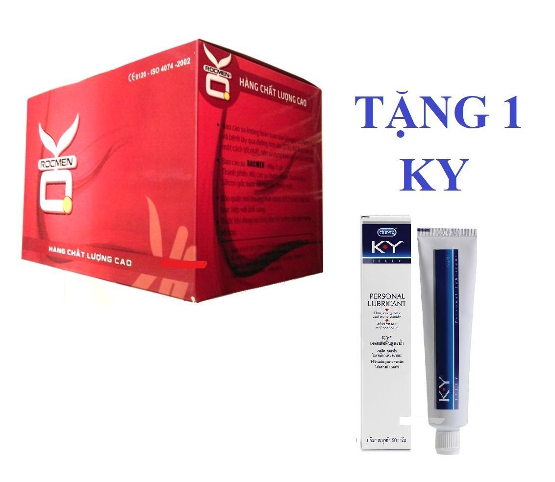 Bộ 1 hộp bao cao su OK Không Mùi 144c tặng 1 hộp gel bôi trơn KY 50g