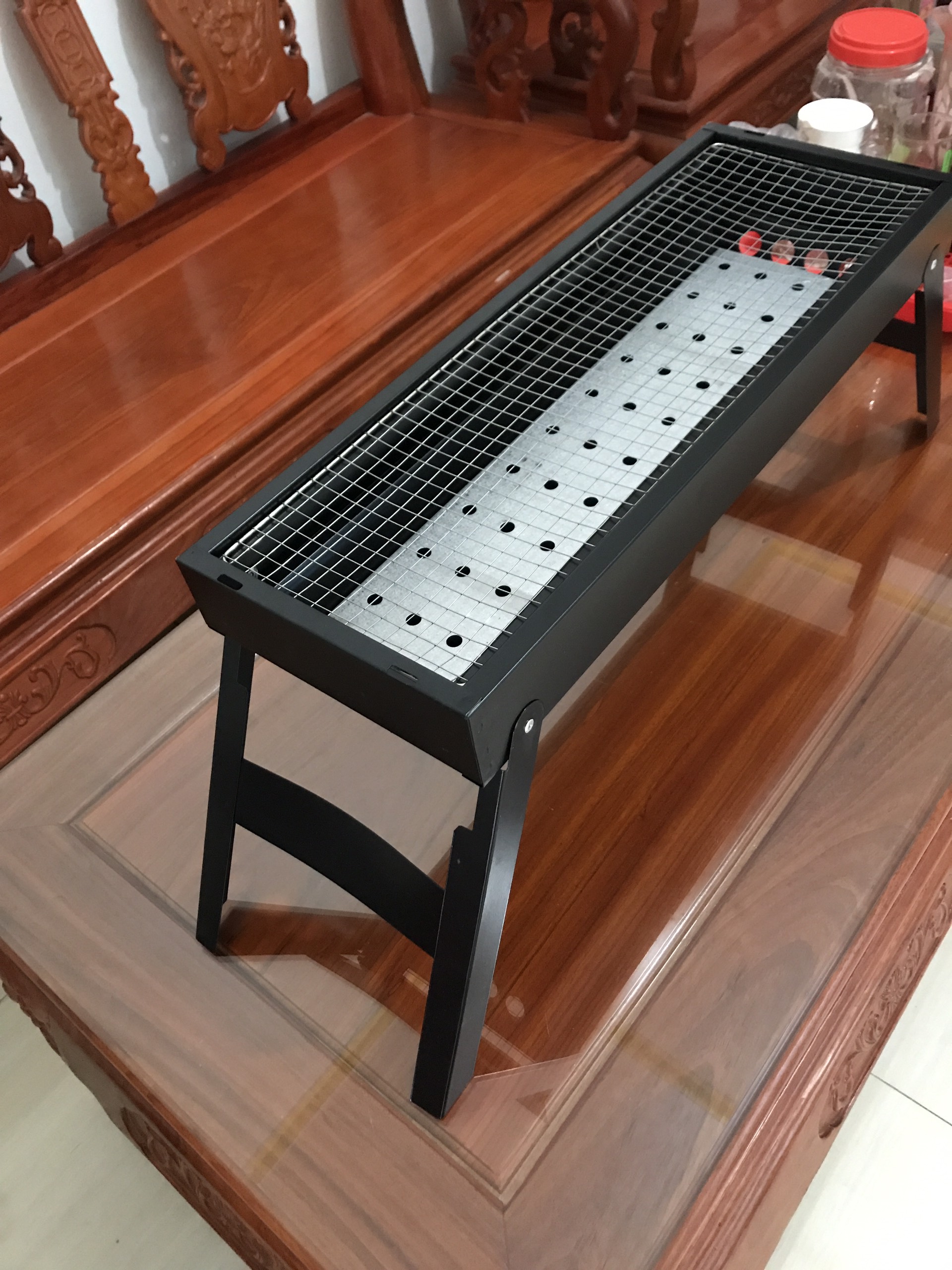 [ Size 60*22*32 cm ] Bếp nướng than dài - Bếp nướng than hoa, than củi vuông dài không khói có vỉ nướng nhỏ gọn