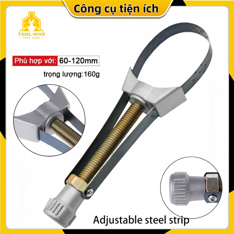 Tool-Hive - Car Oil Filter Cover Removal Tool, 60-120mm Cable Strap, Flexible Adjustment, High Efficiency Giá 76,131 Đồng*Miễn phí vận chuyển