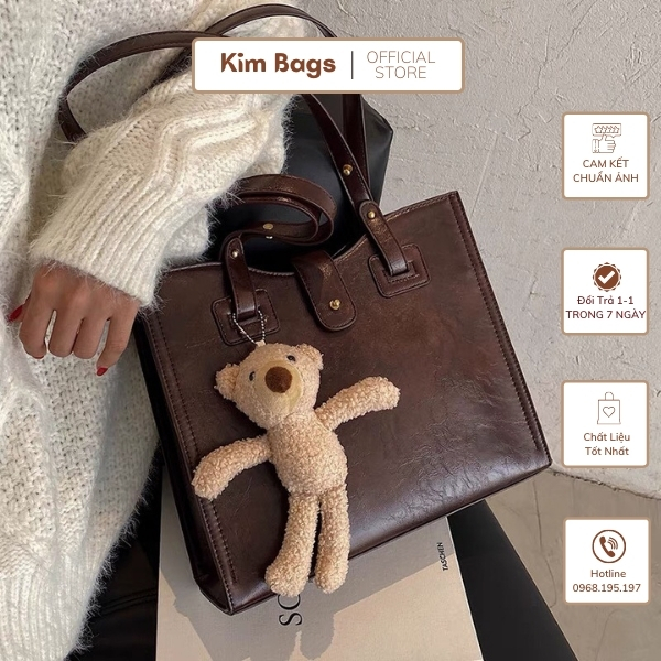 Túi Xách Nữ  Dáng Công Sở Đựng Laptop A4 Đi Học Đi Làm MS1308 Tặng Kèm Móc Gấu