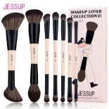 Jessup Bộ cọ trang điểm, 3/5/7 cọ trang điểm hai mặt, phấn nền, phấn mắt, không độc hại, không gây hại cho động vật, bụi đào T600