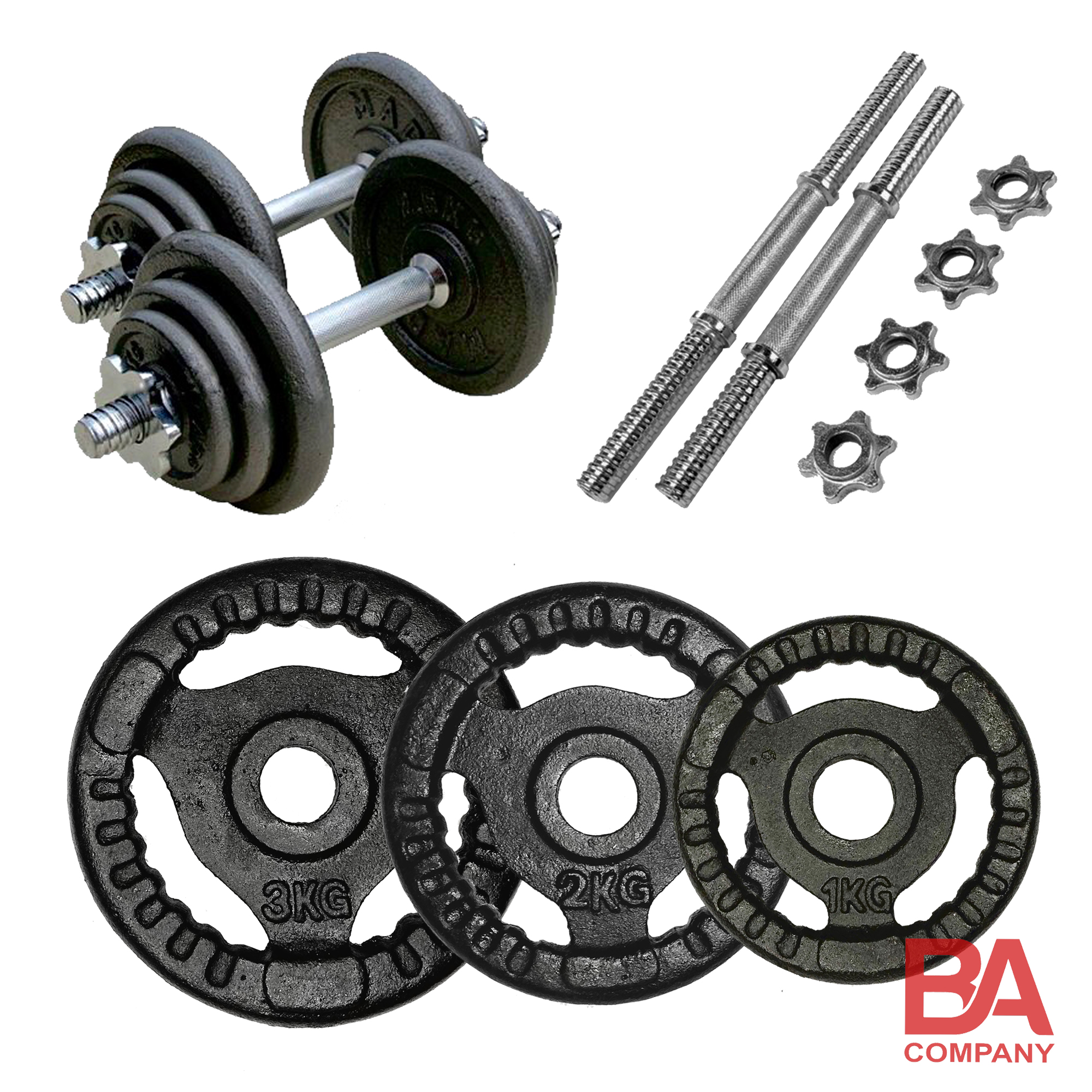 Bộ 2 Tạ Tay Tháo Ráp 13.7kg ( 2 Đòn 35cm , 4 Miếng 1kg, 4 Miếng 2kg, 4 Miếng 3kg) Binhansport