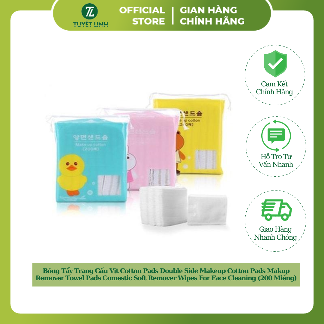 Bông Tẩy Trang Gấu Vịt Cotton Pads Double Side Makeup Cotton Pads Makup Remover Towel Pads Comestic Soft Remover Wipes For Face Cleaning