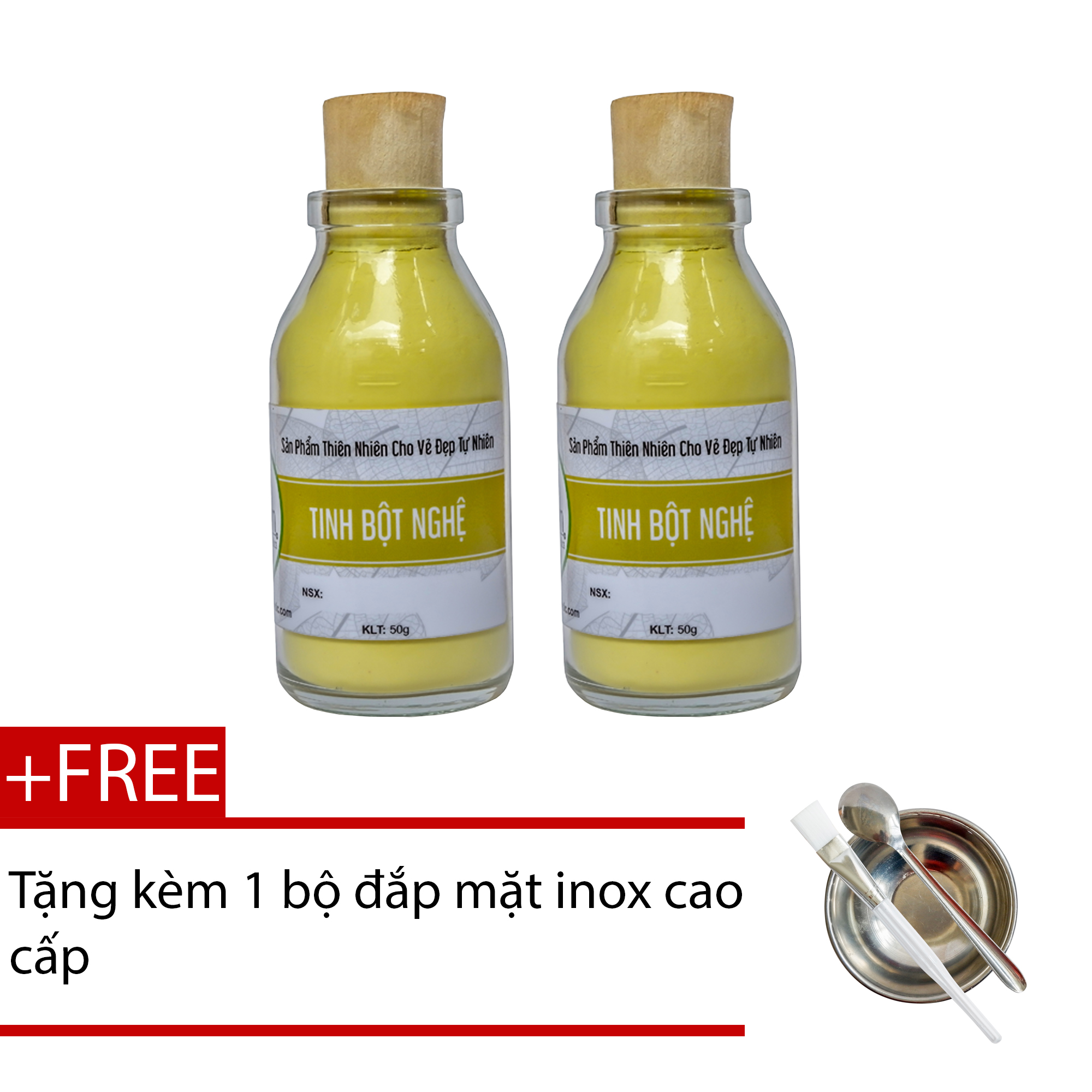 [HCM]Combo 2 Tinh Bột Nghệ Nguyên Chất Bảo Nam 50g +Tặng Bộ Pha Chế Đắp Mặt Nạ - Trị Sẹo Rỗ
