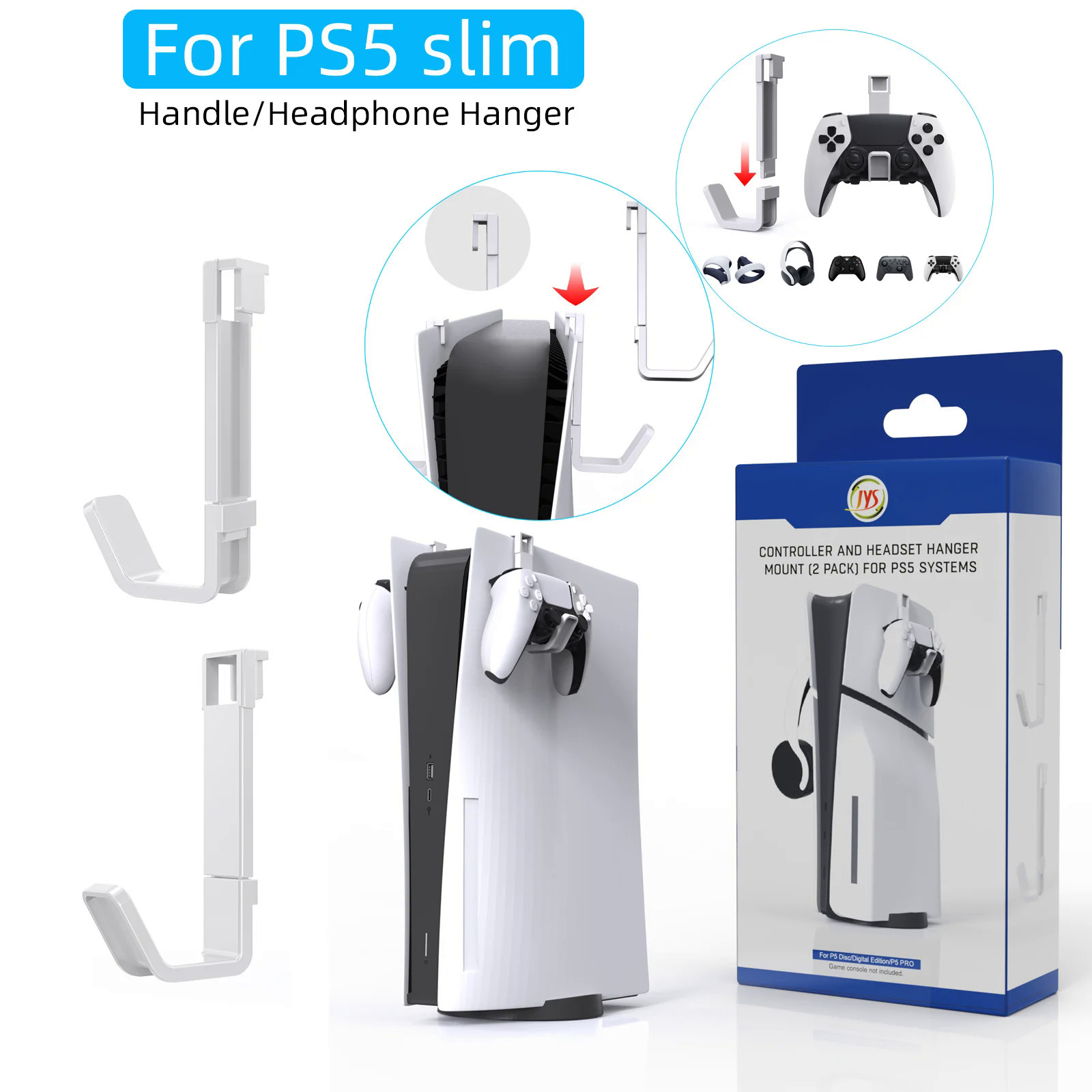 Cho ps5 Slim máy chủ treo khung giá cho ps5 Trò chơi điều khiển tai nghe treo treo Khung tai nghe gắn lưu trữ giá