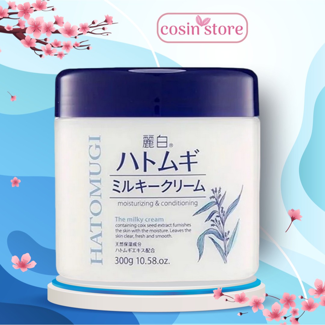 Kem dưỡng trắng da ý dĩ Reihaku Hatomugi Moisturizing & Conditioning The Milky Cream 300g Nhật Bản Cosin Store