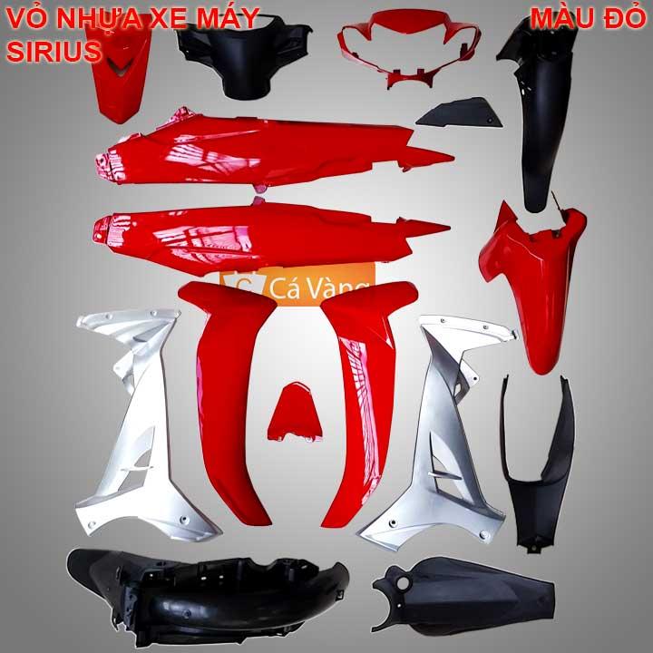 Vỏ nhựa xe máy yamaha sirius- nhựa abs ghi màu đỏ cờ