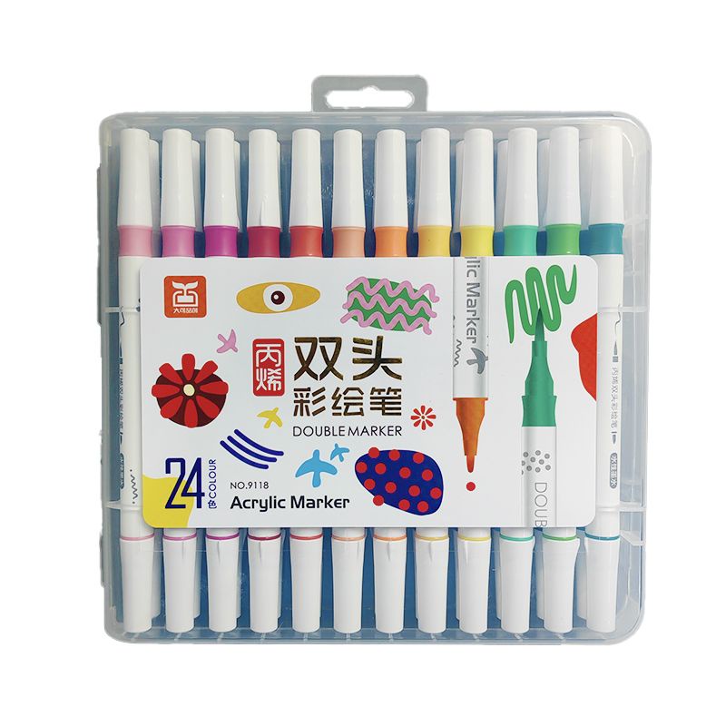 Bút màu Acrylic Marker Dual Tip 2 đầu tiện lợi, có thể vẽ được trên nhiều chất liệu, mực tươi sáng, an toàn