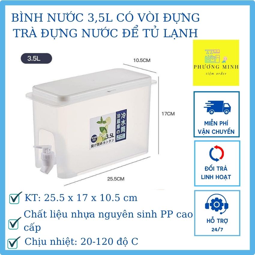 Bình nước có vòi đựng trà đựng nước để tủ lạnh dung tích 3,5l