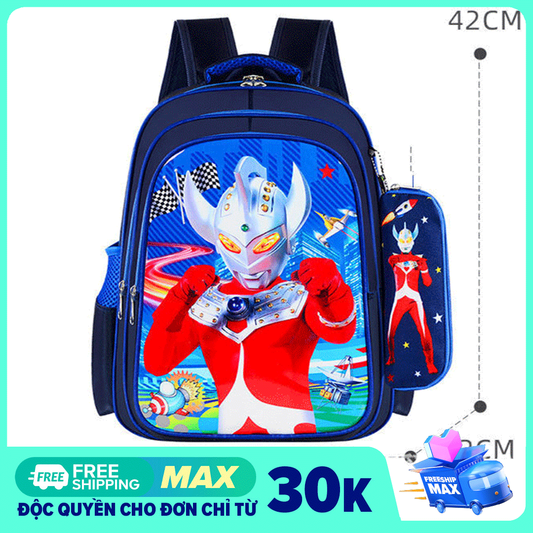 [CHỌN SIZE] Balo cho bé trai hình siêu nhân có kèm túi ví đựng bút, cặp sách học sinh chống thấm có phản quang cho trẻ tiểu học cấp 1 hình người nhện