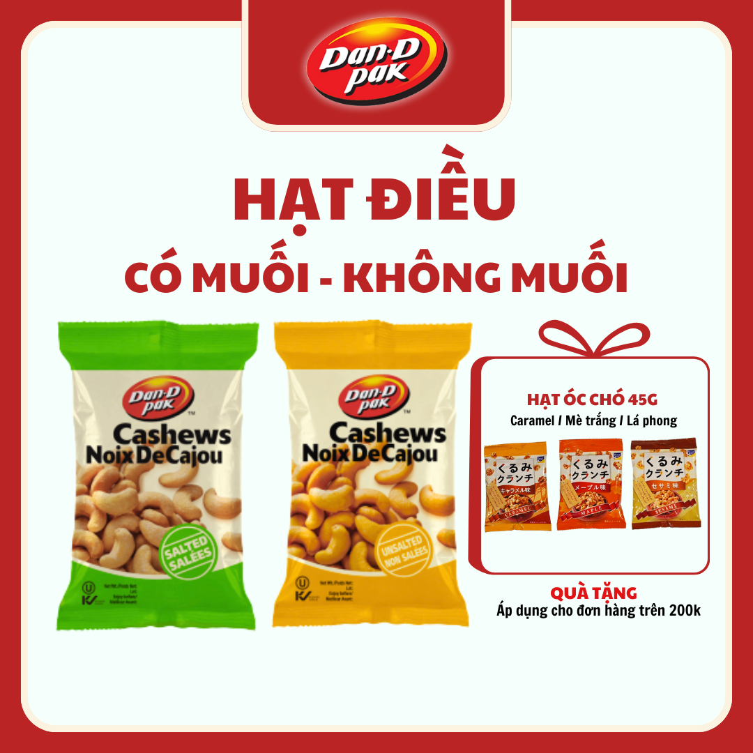Combo 5 gói tặng 1 gói, hạt điều có muối 50g dan d pak