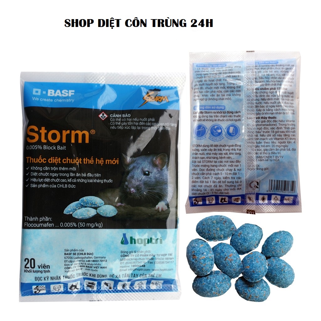 Viên kẹo diệt chuột STORM Đức, diệt chuột hiệu quả, gói 20 viên, hộp 5 gói