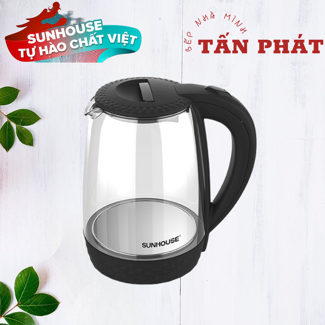 ẤM SIÊU TỐC THỦY TINH SUNHOUSE SHD1215B 1.8 LÍT - BẢO HÀNH 12 THÁNG CHÍNH HÃNG TOÀN QUỐC