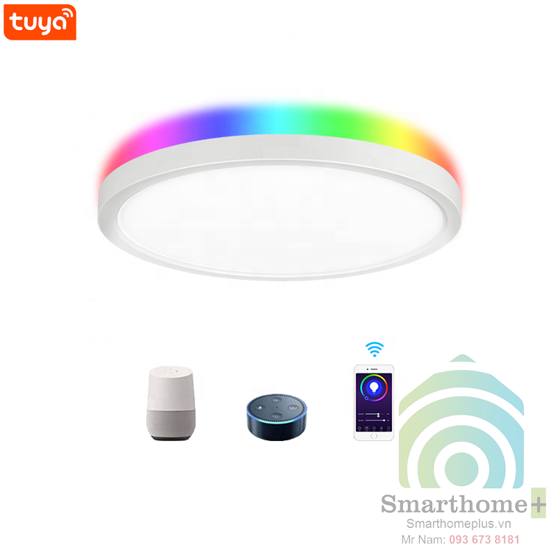 Đèn led trang trí cao cấp ốp trần đổi màu rgb wifi tuya shp-hue9v2