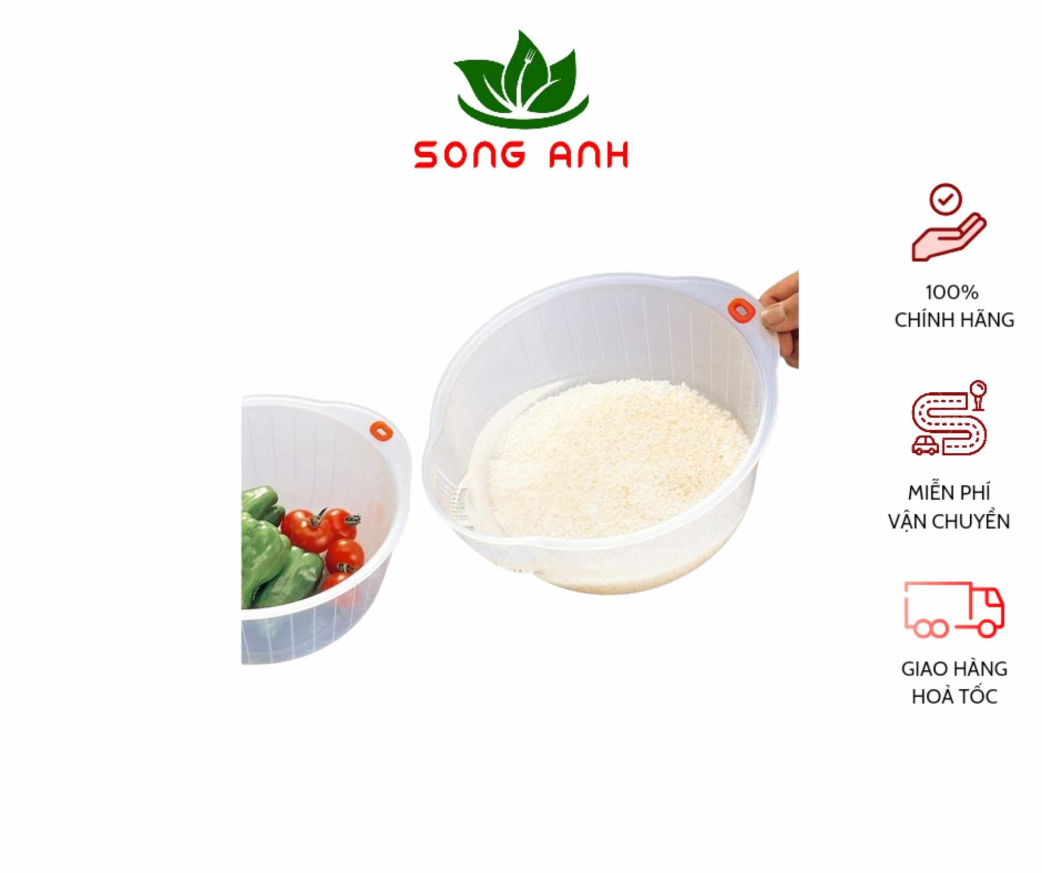 Chậu, rá vo gạo Inomata có thoát nước nội địa Nhật Bản cực kì tiện lợi cho việc vo gạo, đỗ...
