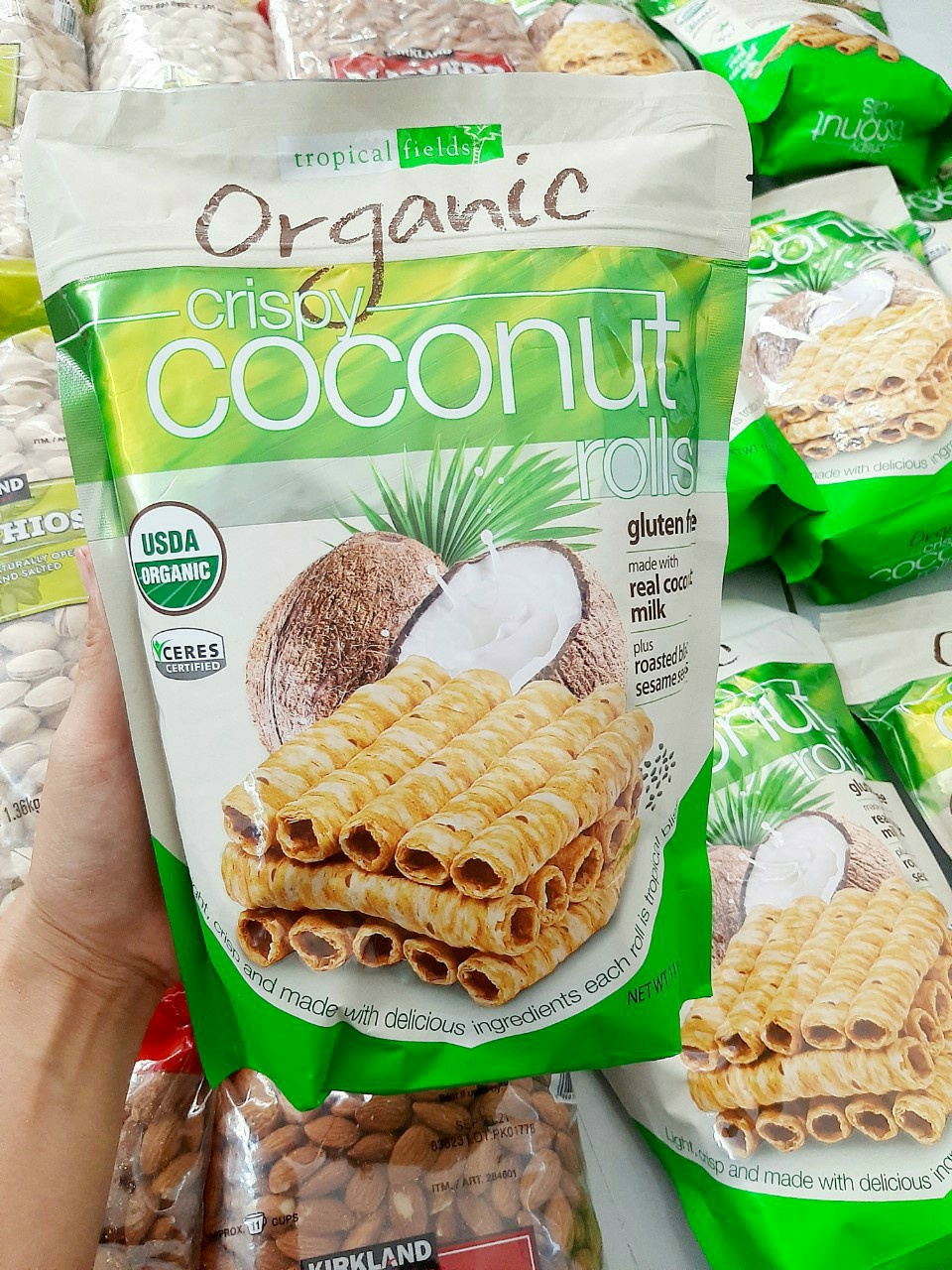Bánh quế dừa Tropical Fields Organic Crispy Coconut Rolls