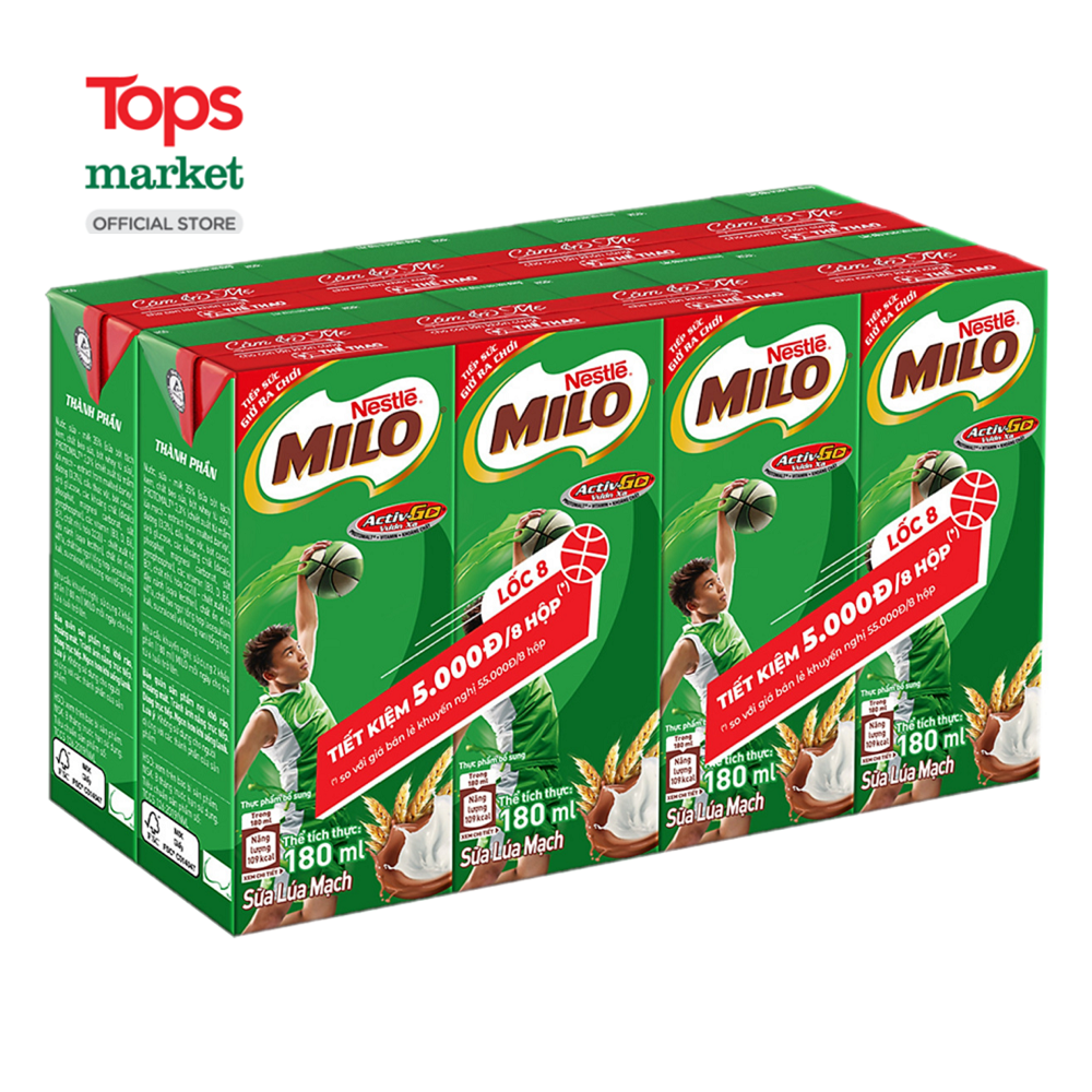 Lốc 8 Hộp Thức Uống Lúa Mạch Milo 180ML - Siêu Thị Tops Market