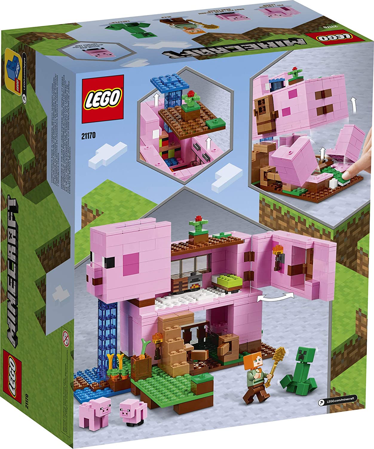 The New LEGO Minecraft The Pig House 21170 Đồ chơi Minecraft, bao gồm Alex,  dây leo và một ngôi nhà hình con lợn khổng lồ, mới ra mắt vào năm 2021 (490