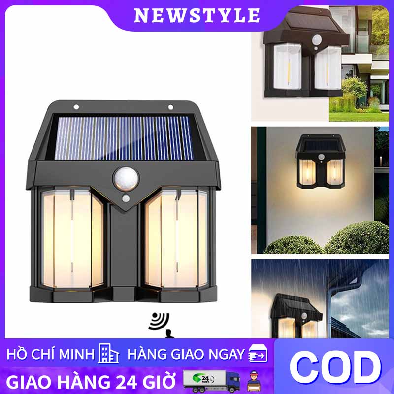 Đèn tường năng lượng mặt trời ban đêm Đèn tường ngoài trời chống nước năng lượng mặt trời trong nhà và ngoài trời Đèn sân vườn siêu sáng, có đèn khẩn cấp ngoài trời cảm biến chuyển động