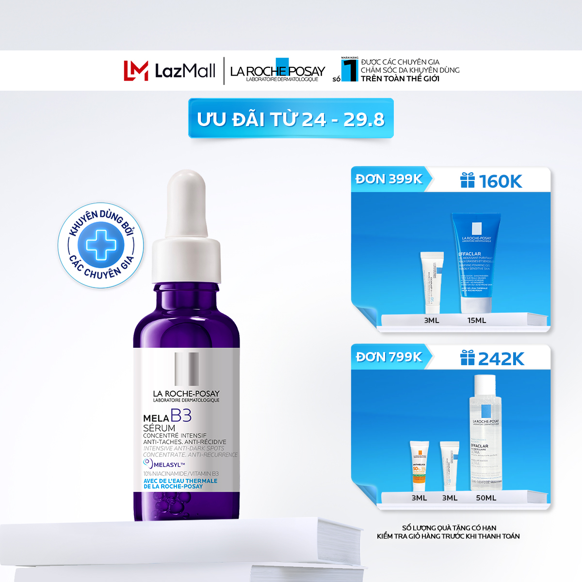Dưỡng chất giảm thâm nám và dưỡng sáng toàn diện La Roche-Posay Mela B3 serum 30ml
