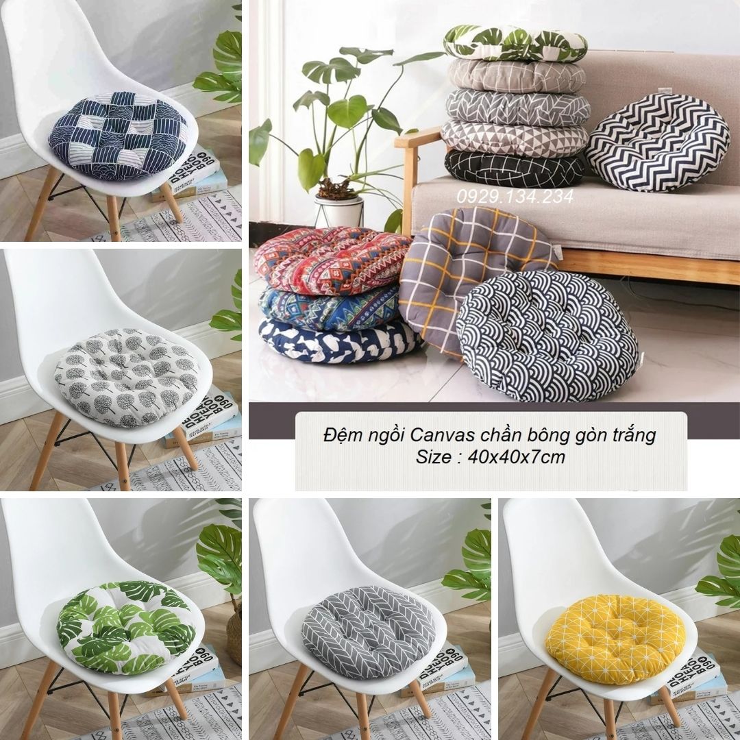 Đệm ngồi bệt, nệm ngồi ghế nón Vải Gai 40x40x7cm