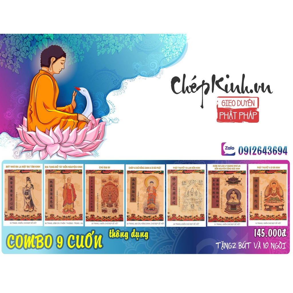 Combo 9 Vở Chép Kinh chữ Hán in mờ - Tặng 2 Vỏ 10 Ngòi - CB02 - Vở chép Kinh chữ Hán in mờ, học tiếng Trυng qua chép Kinh Phật chepkinh.vn | Kinh Bát Nhã | Chú Đại Bi | Kinh Địa Tạng | Kinh Dược Sư | Kinh Vu Lan | Kinh A Di Đà