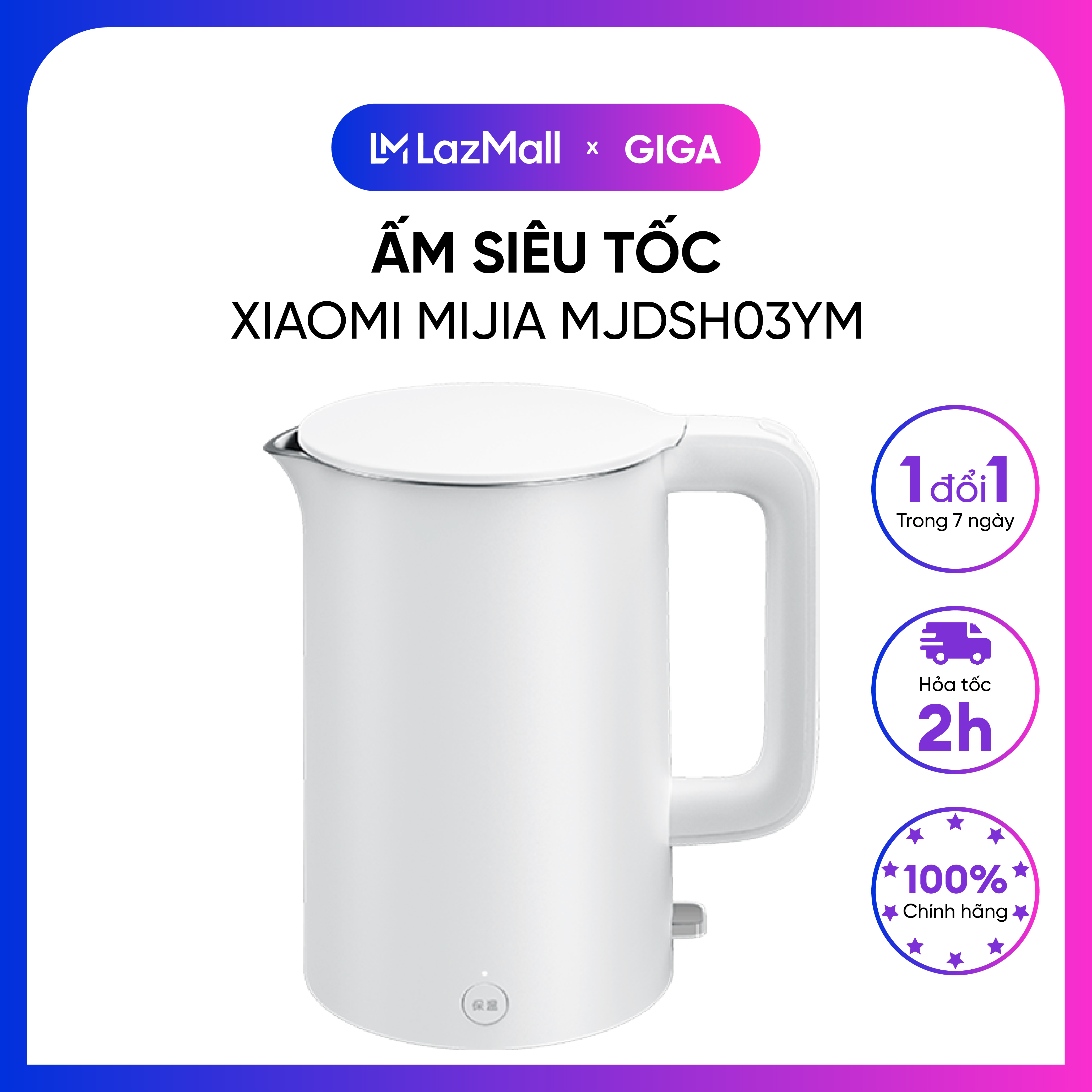 Ấm siêu tốc thông minh 1.7l xiaomi mijia mjdsh03ym - giữ nhiệt 10 giờ liên tục - màu trắng sang trọng - tặng chấu cắm