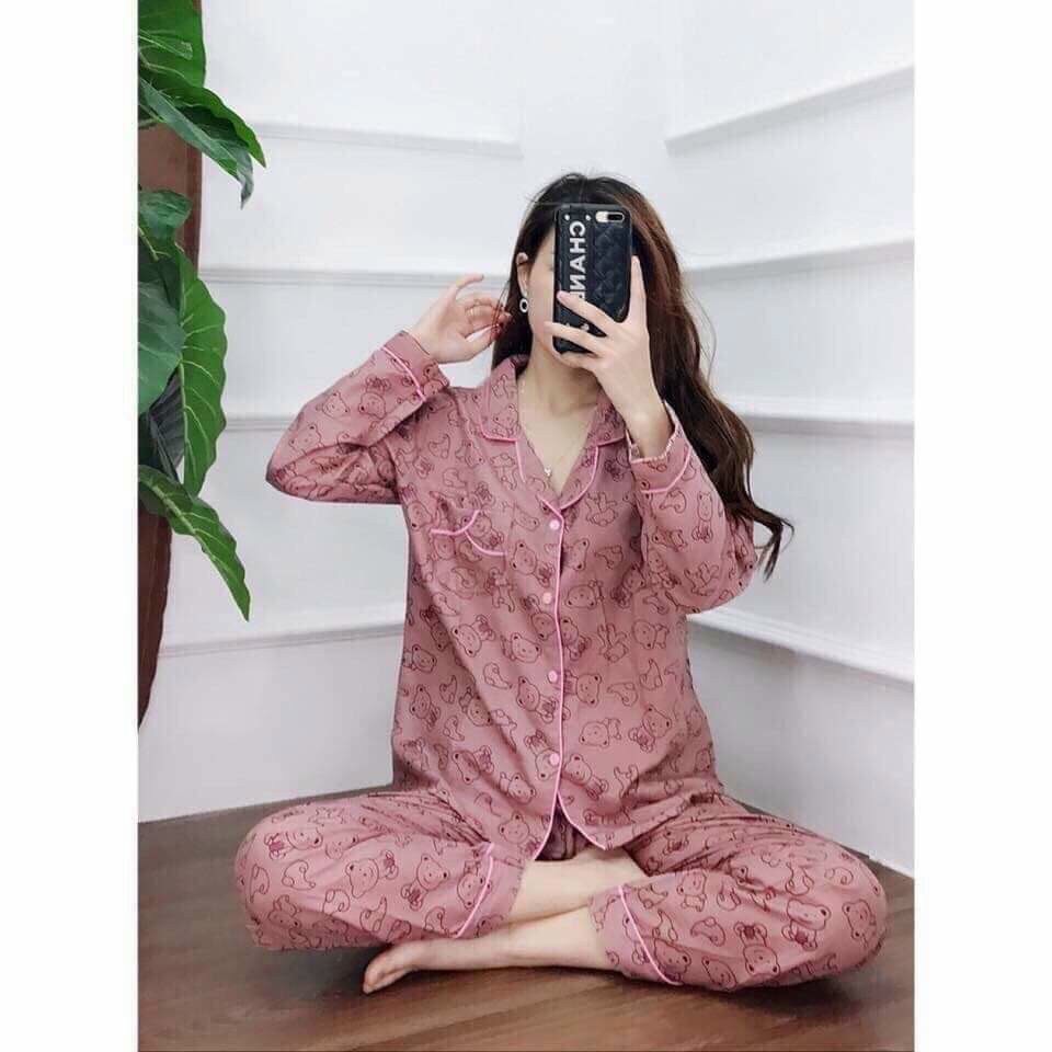 Bộ đồ pijama mặc nhà đồ bộ pijama tay dài vải kate thái min đẹp 43-60kg