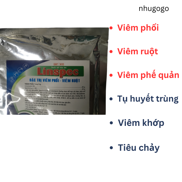 Linspec 100 gram viêm phổi, viêm ruột, vật nuôi