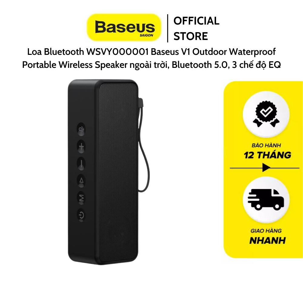 Loa Bluetooth WSVY000001 Baseus V1 Outdoor Waterproof Portable Wireless Speaker ngoài trời, Bluetooth 5.0, 3 chế độ EQ