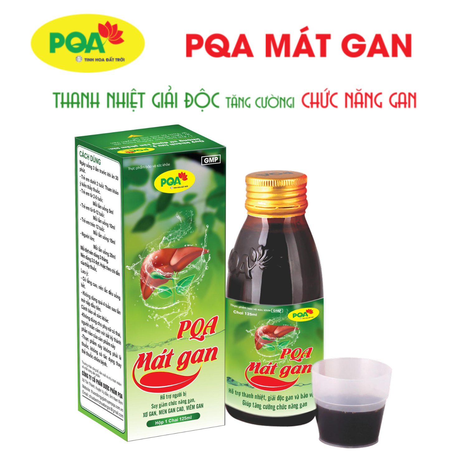 PQA Mát gan chai 125ml hanh nhiệt, giải độc, giải uất, hạ men gan