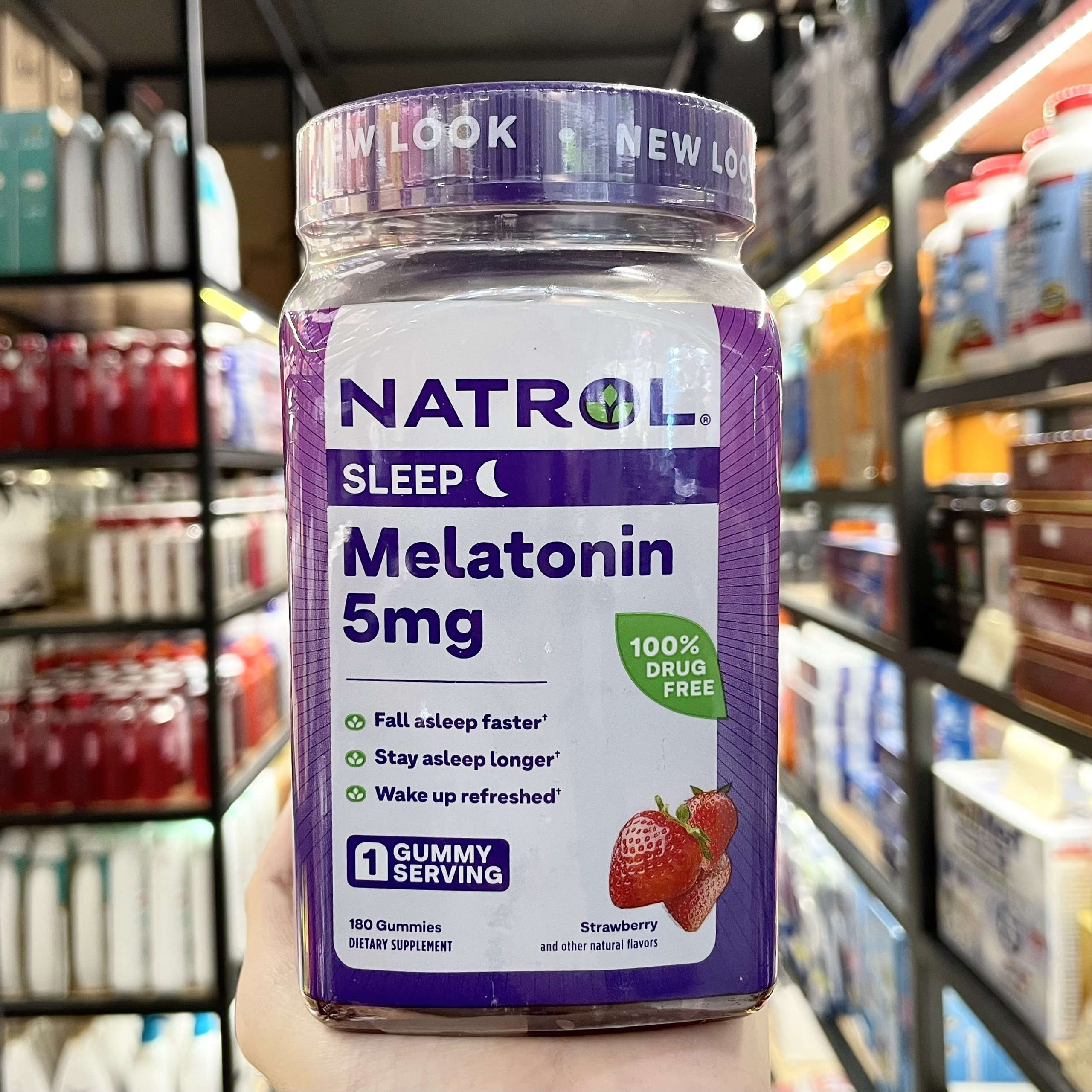 Kẹo ngủ Natrol Gummies Melatonin 5mg Hộp 180 Viên Hàng Nhập Mỹ Vị Dâu Ngon, Dễ Bổ Sung, Cải Thiện Chứng Mất Ngủ