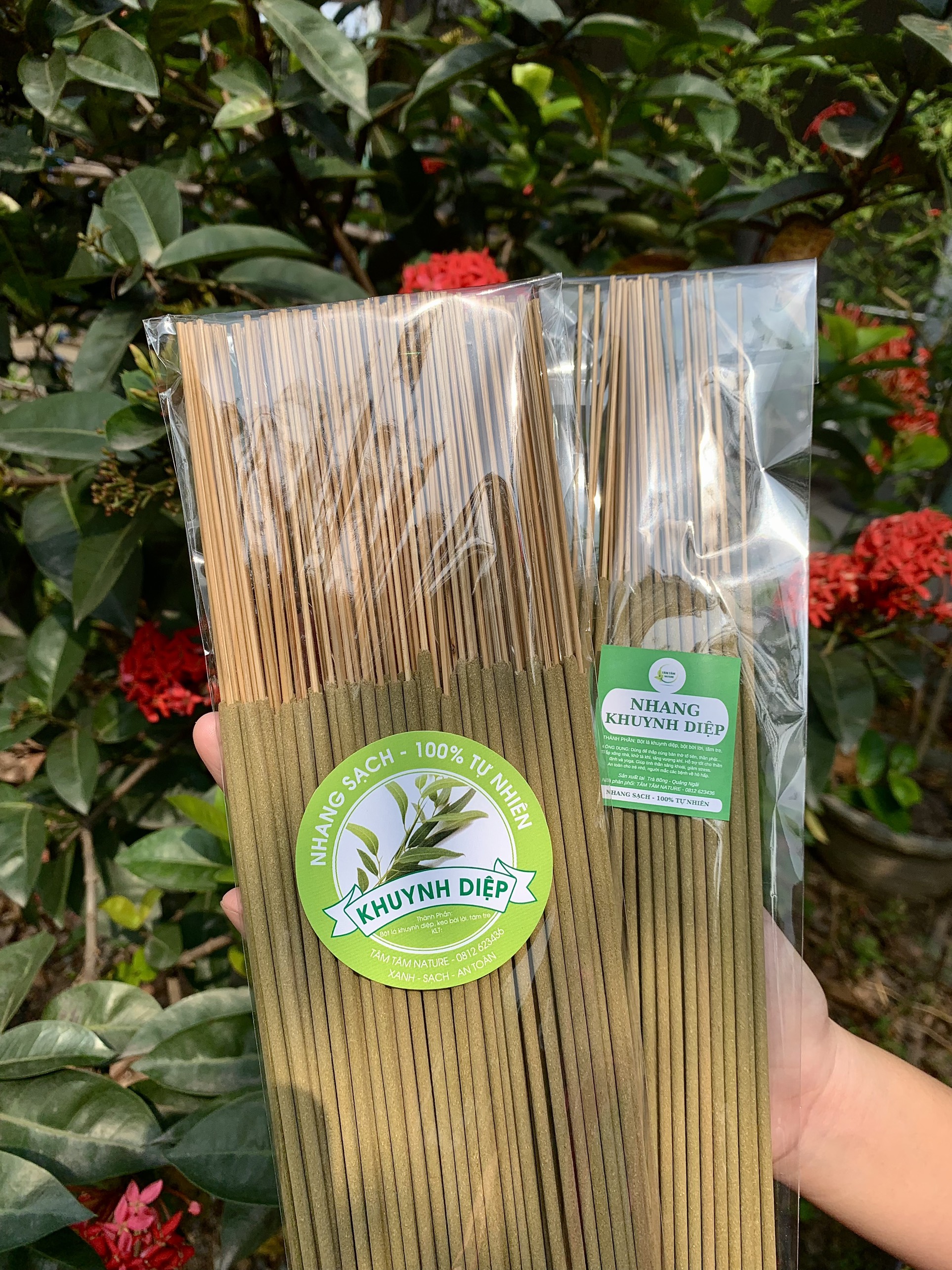 Nhang khuynh diệp trà bồng 100% nguyên liệu tự nhiên, không hóa chất, không cuốn tàn, an toàn cho sức khỏe - gói 70 cây