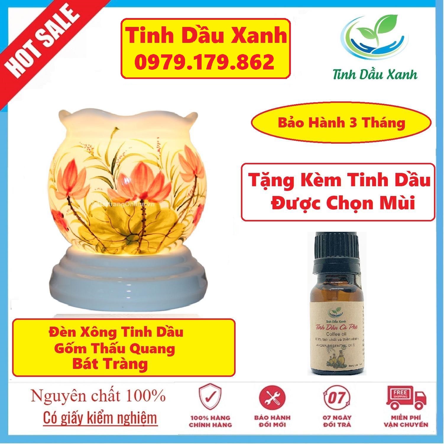 Đèn sông tinh dầu thủ công - gốm thấu quang cỡ lớn