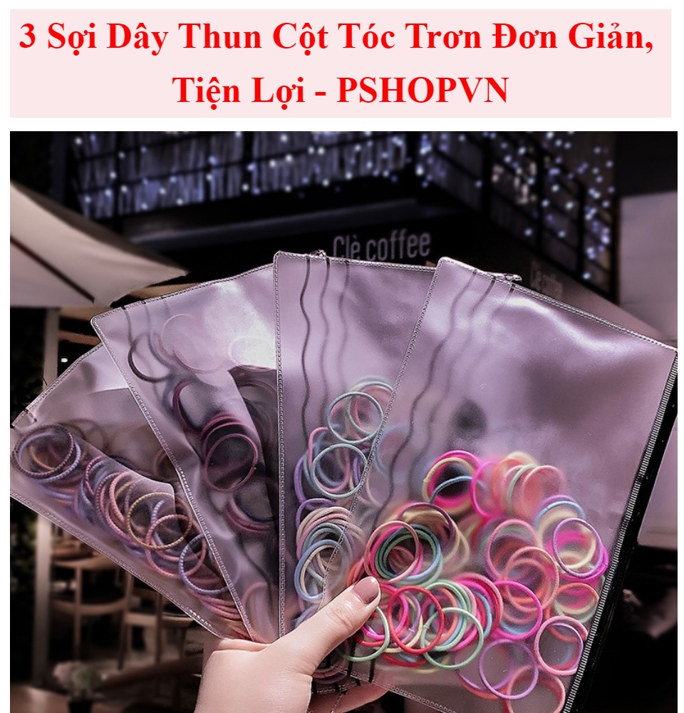 Set 3 sợi dây thun cột tóc trơn đơn giản tiện lợi