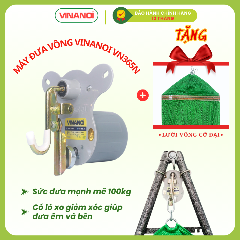 MÁY ĐƯA VÕNG CAO CẤP CHO BÉ VINANOI - VN365N - SỨC ĐƯA 100kg CÓ LÒ XO CHỐNG SỐC - VẬN HÀNH ÊM ÁI - PHÙ HỢP VỚI NHỀU KIỂU VÕNG XẾP - DỄ ĐIỀU CHỈNH BIÊN ĐỘ MẠNH NHẸ - AN TOÀN, TIỆN DỤNG CHO BÉ