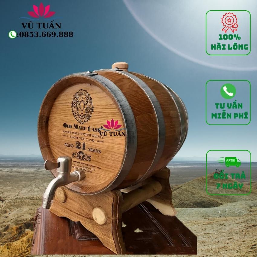 Thùng gỗ sồi 30L lít ngâm rượu, thùng ngâm ủ rượu gỗ sồi Nga.